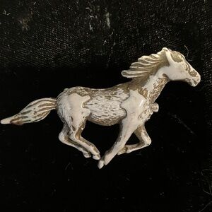 Charming White Horse Brooch